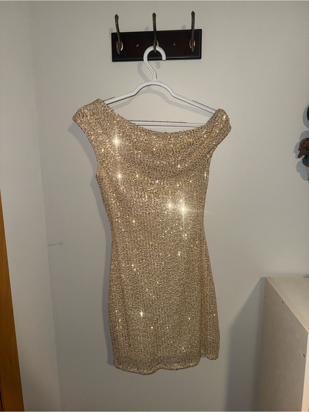 Gold Sequin Off-Shoulder Women’s Dress